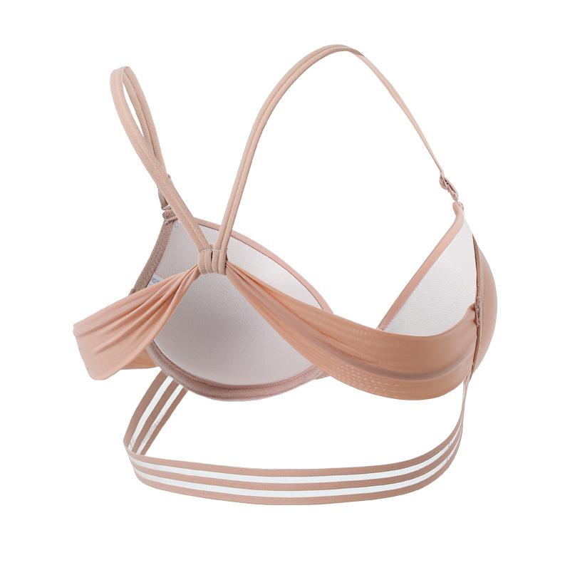 Verano nuevo sin anillo de acero frontal hebilla reunida sujetador sexy belleza de espalda ropa interior de moda de chicas sujetador de espalda abierta