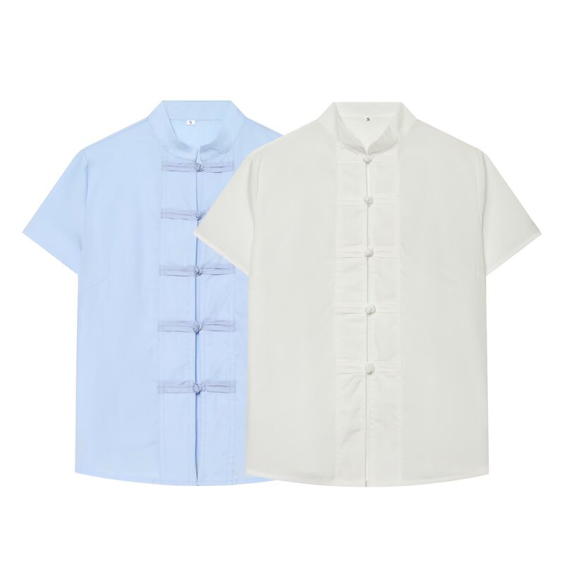 Myst&Za Summer New Women's Short-Sleeved Stand-Up Collar Shirt with Plate Buttons and Chinese-Style Collar 2904256 Myst&Za Summer New Women's Short-Sleeved Stand-Up Collar Shirt with Plate Buttons and Chinese-Style Collar 2904256
