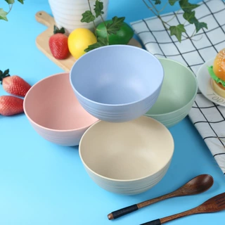 双线圆碗 小麦秸秆塑料圆碗加厚学校食堂工厂吃饭碗耐摔可定LOGO