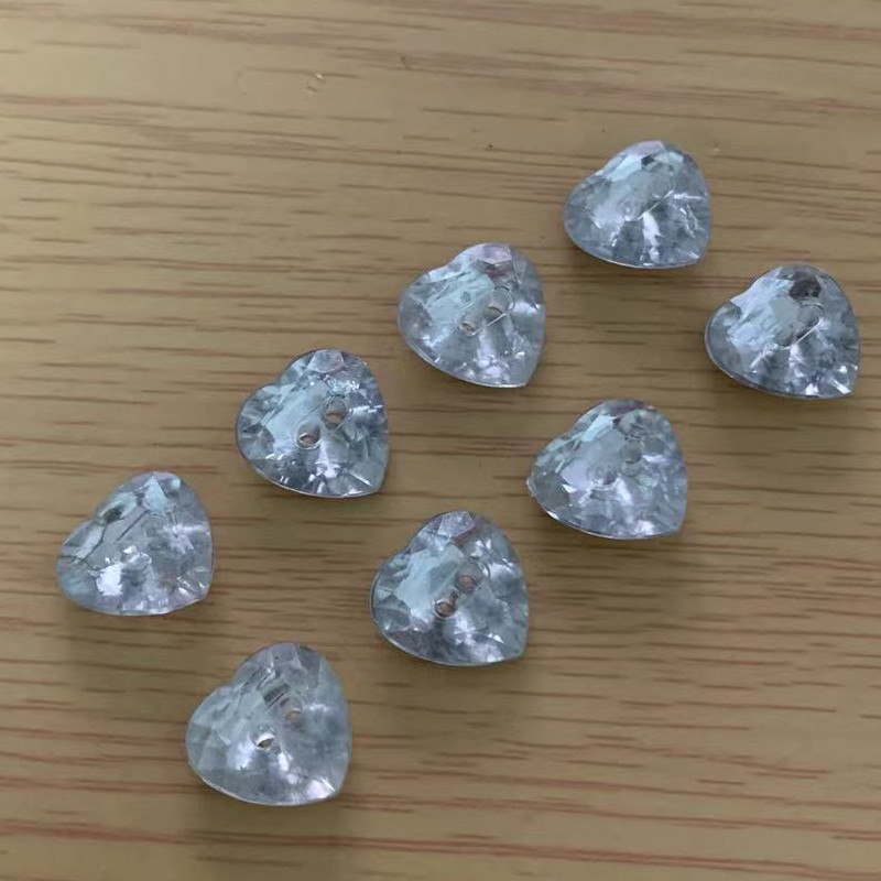 服装辅料仿台桃心爱心2眼心形透明白宝石亚克力钻