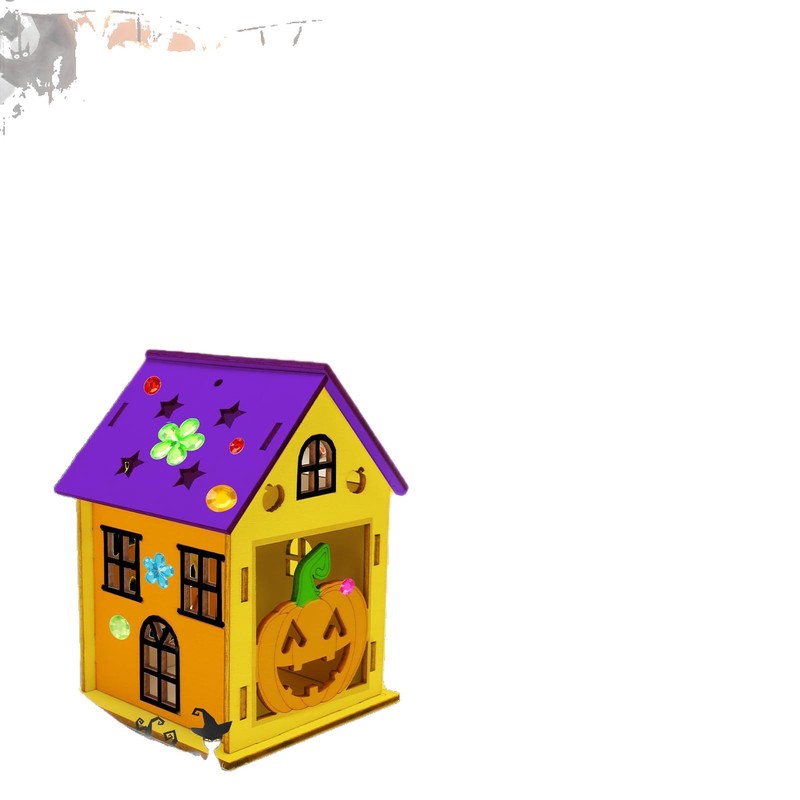 跨境万圣节木制南瓜屋工艺品 儿童DIY3D彩绘南瓜屋家居摆件装饰品|undefined