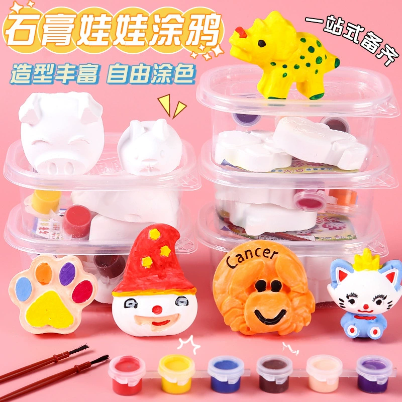 Раскрашенная гипсовая кукла рисует вручную расписная детская школа парк толкает подарки маленькая игрушка DIY граффити кукла