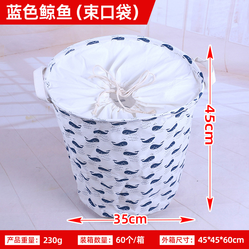 Zakka creativo de algodón y lino con cordón canasta de lavandería Cubo de almacenamiento tela algodón y lino juguete de lavandería doméstica Cubo de almacenamiento de artículos diversos