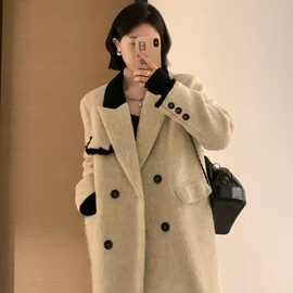 龙凤尼小个子高级感中长款外套女韩版毛呢时尚宽松冬季新款大衣女