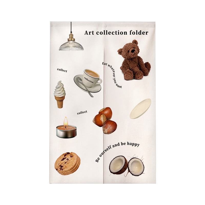 Cross-Border Popular American-Style Restaurant Partition Punch-Free Door Curtain Home Hanging Curtain Fabric Kitchen Curtain Ins