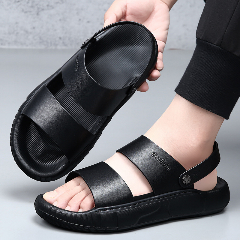 First-Layer Cowhide Sandals for Men, 2026 Summer Outdoor Non-Slip Beach Shoes, Men's Driving Dad Soft-Soled Slippers