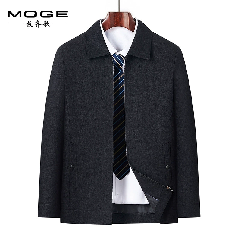 2025 Весна-Осень Новые мужские куртки для мужчин среднего и старшего возраста, повседневные деловые куртки с лацканами для пап