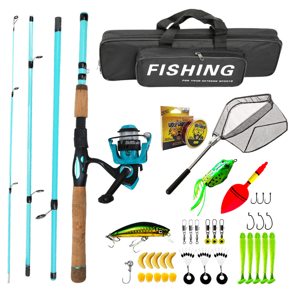 Beginner fishing four-section rod macaron color rod reel set lure fishing rod cross-border supply factory direct wholesale