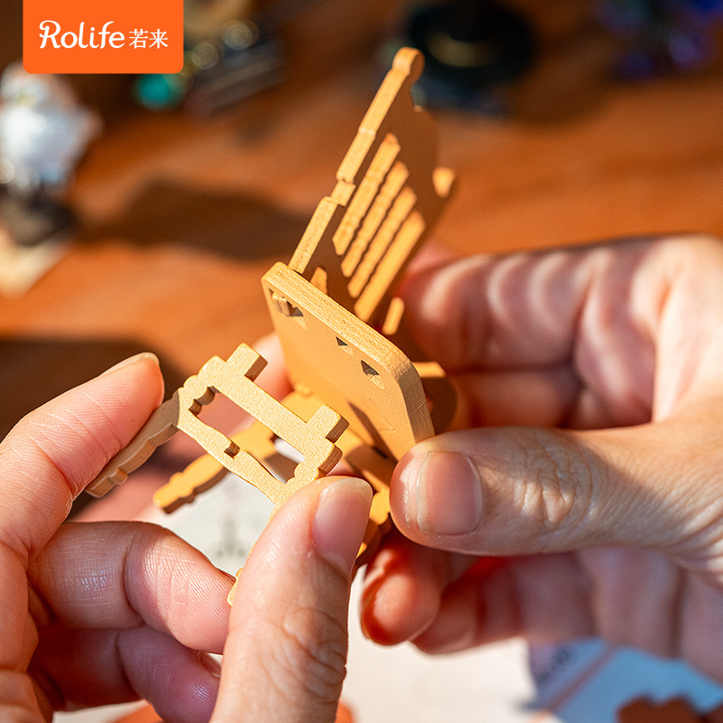 Rollife Ruo Lai Magic Study House, casa pequeña ensamblada a mano, modelo en miniatura, bloques de construcción, juguetes