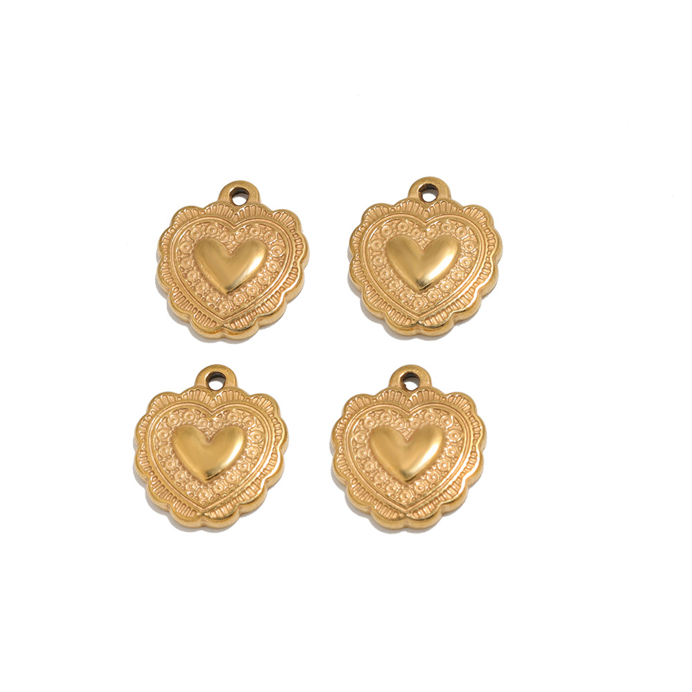 Heart Shape Pattern 5 PCS/Package 14*16MM 304 Stainless Steel Heart Shape Pendant