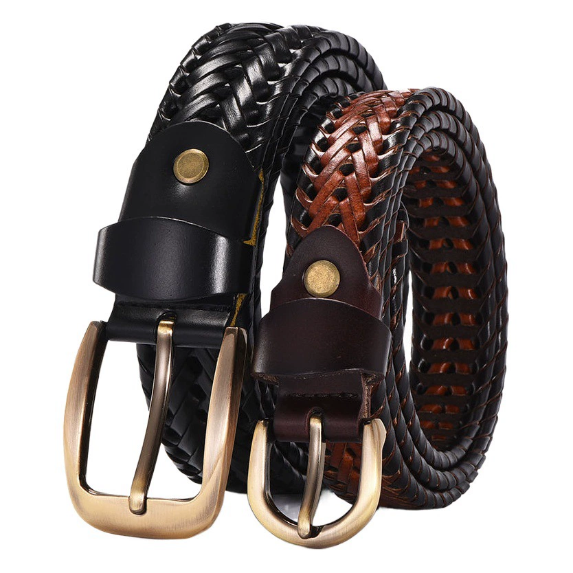 Мужской кожаный ремень с пряжкой, женский ремень, ремень для брюк ручной работы, в корейском стиле, повседневный, без необходимости сверления отверстий, кожаный ремень из натуральной воловьей кожи.