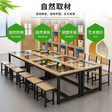 专业画室桌子大学习桌培训班书法手工桌幼儿园画画桌儿童美术玻璃