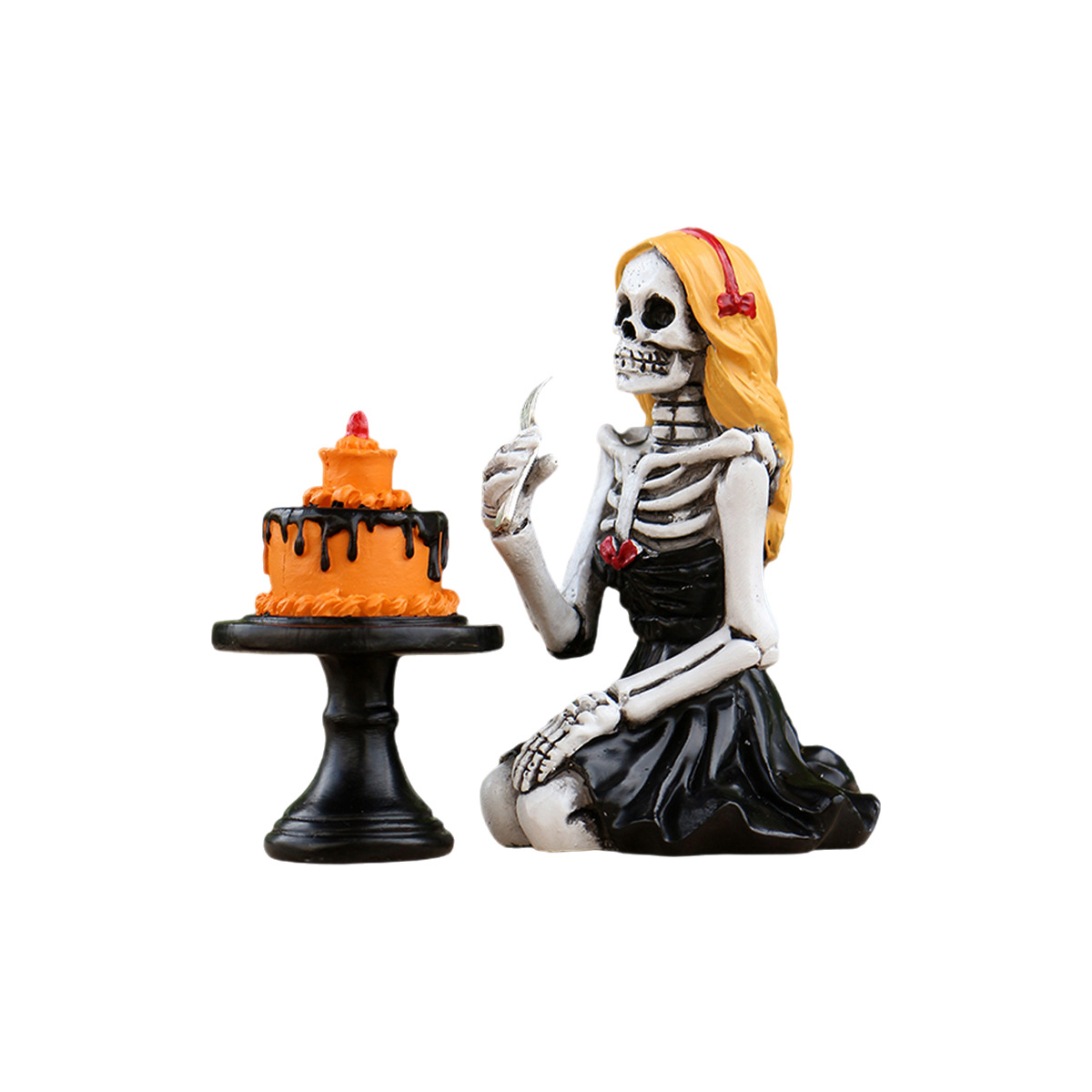  New Halloween Skeleton Girl Figure Cake Decoration Micro Scene Display Fun Skeleton Tasting Cake