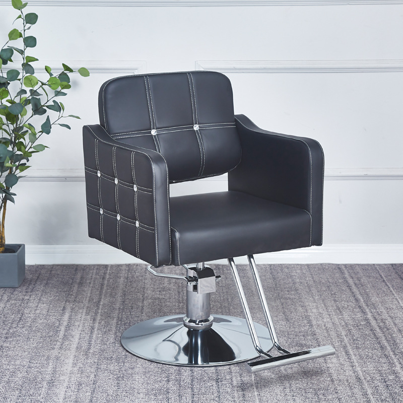 Fabricantes de sillas de peluquería al por mayor silla de cuero retro de alta gama de estilo europeo silla de peluquería minimalista moderna silla de corte de peluquería