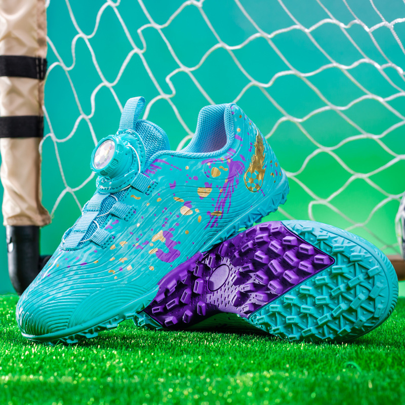 ShoeGlobe, scarpe sportive da ginnastica per la scuola elementare, con bottoni rotanti transfrontalieri, per bambini, con tacchetti da calcio_voghion.com