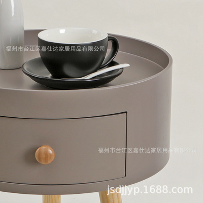 Northern Europe ins grey bedside cupboard circular Side table solid wood bedroom a living room modern Simplicity multi-function Small apartment