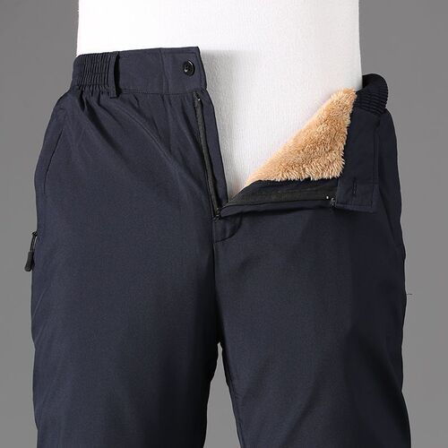 Winter Thicker Fleece Outerwear Cotton Pants for Middle-aged and Elderly Men, High-waisted Plus Size Warm Trousers, Dad Lamb Wool Cold-resistant Pants for Men