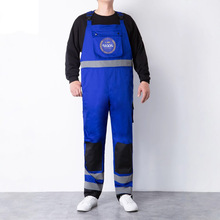涤棉连体工作服男反光连身造船员工耐磨汽修机修电焊工装劳保服