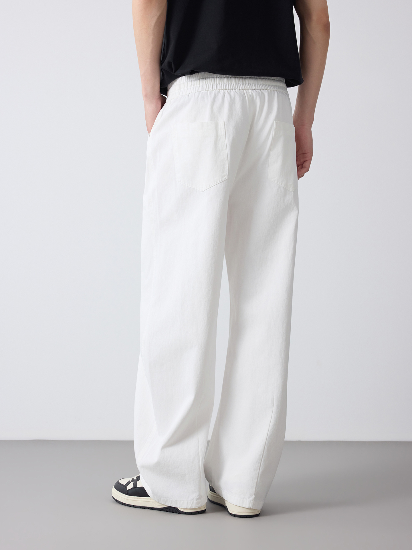 Quần jean nam ống rộng phong cách Mỹ chất liệu cotton — đen
