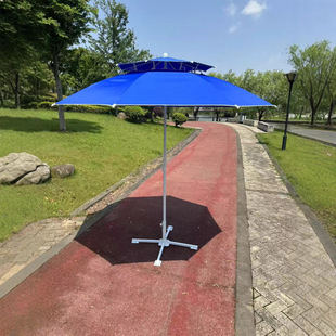 In-Stock Wholesale Outdoor 3m Sunshade Courtyard Beach Double-Layer Fiber Umbrella with Super Wind Resistance and Double Top Fiber Ribs
