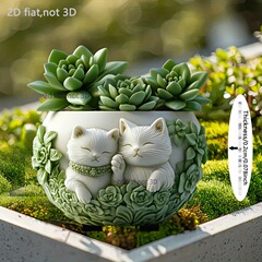 クロスボーダー平面アクリルかわいいカップル猫-屋外鉢植え植物庭中庭芝生インサート装飾