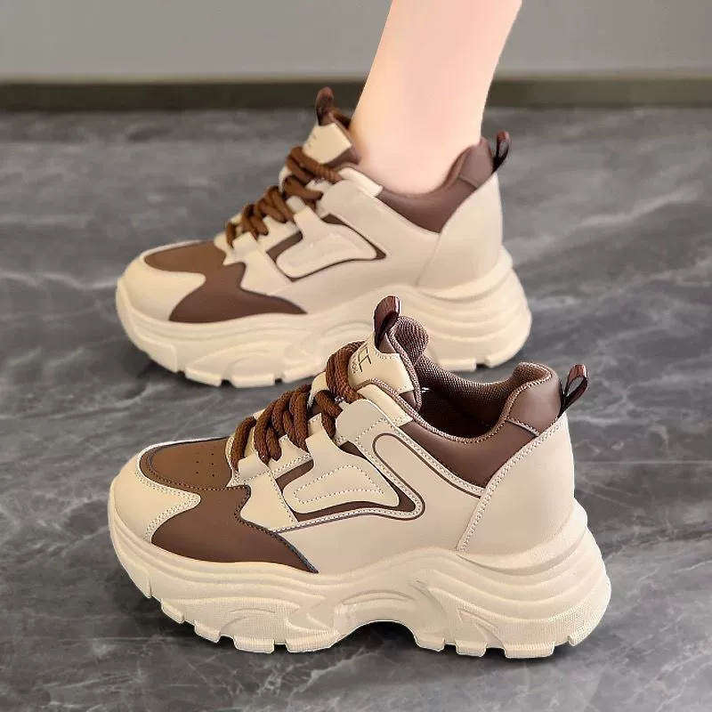 Women's Shoes 2025 New Spring and Autumn Thick-soled Platform Casual Sports Dad Shoes High Heel Increased Travel Popular Street Popular Style