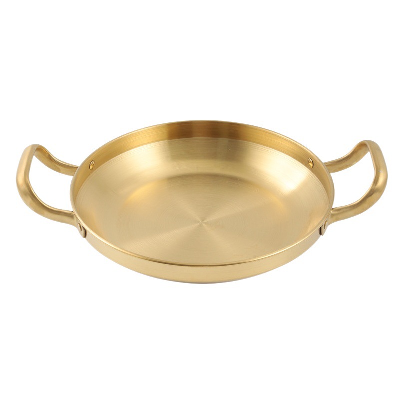 Olla seca de acero inoxidable de estilo coreano comercial Ejército olla caliente binaural Pan mariscos arroz olla cangrejos olla logotipo personalizado