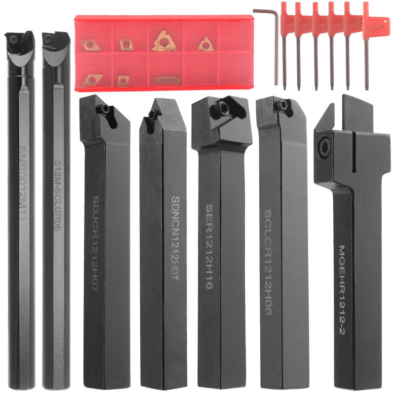 跨境现货 12毫米 刀柄镗刀杆带扳手 多功能硬质合金刀片 车床车刀