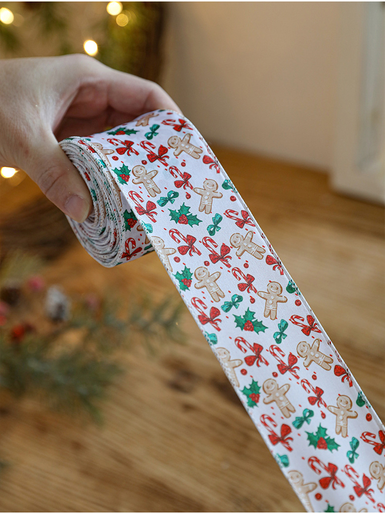 25g Weight Colored Ribbons Event & Party Supplies 1 Roll Quantity Holiday, Banquet Occasion Christmas Festival Gingerbread, Letter Pattern Cartoon Style, Cute Style Christmas Cartoon Style Cute Gingerbread Letter Holiday Banquet Colored Ribbons Party Accessories 无