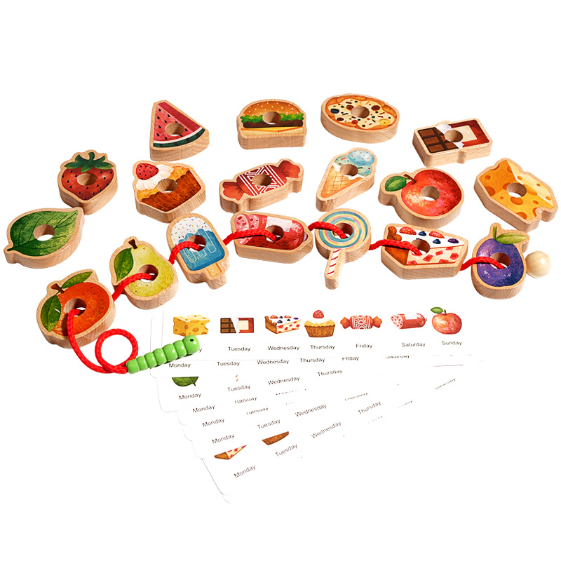 Juego de encordar y abalorios de oruga codiciosa transfronteriza, juguetes educativos para niños, material didáctico Montessori, entrenamiento de pensamiento y concentración image 6