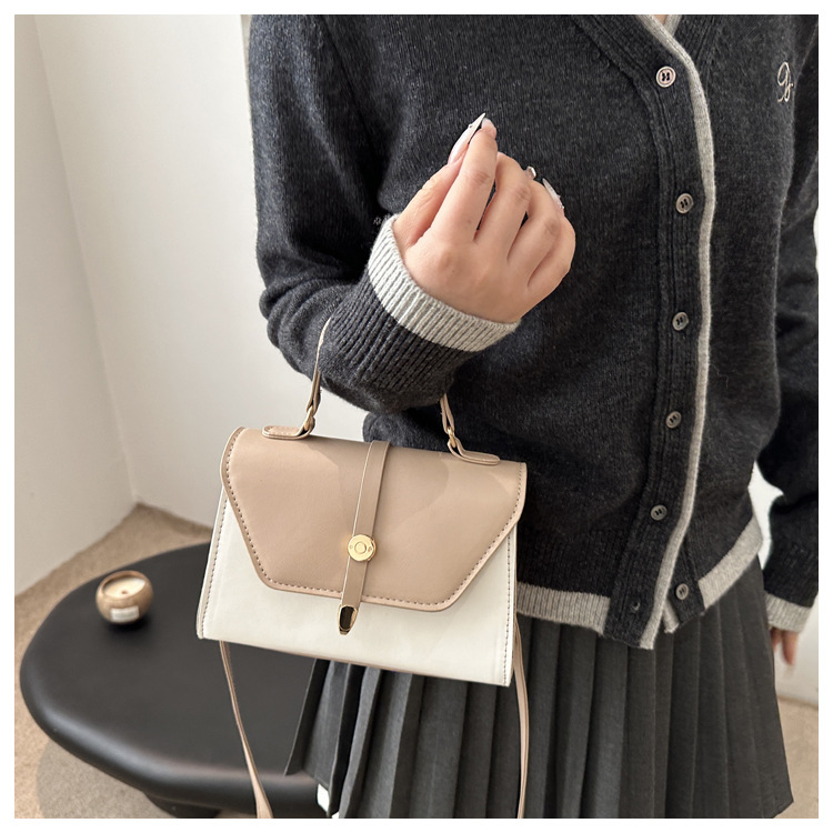 Women's Small Pu Leather Color Block Classic Style Square Magnetic Buckle Crossbody bag BAX display picture 8