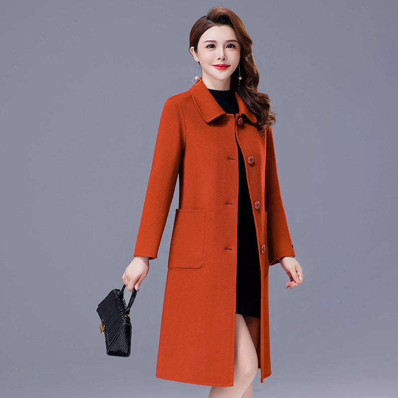 Double-sided woolen long demi-season fitted woolen coat, mid-length, 2024 years