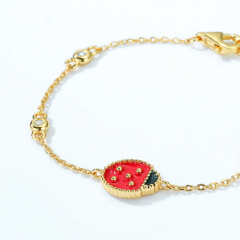 Fashion Drip Oil Seven Star Ladybug S925 Sterling Silver 10k Gold-plated Bracelet display picture 1