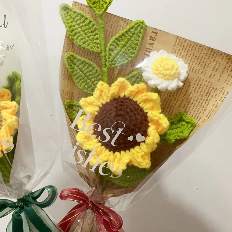 跨境手工毛线花仿真花艺装饰向日葵花朵妇女情人教师节伴手礼|undefined