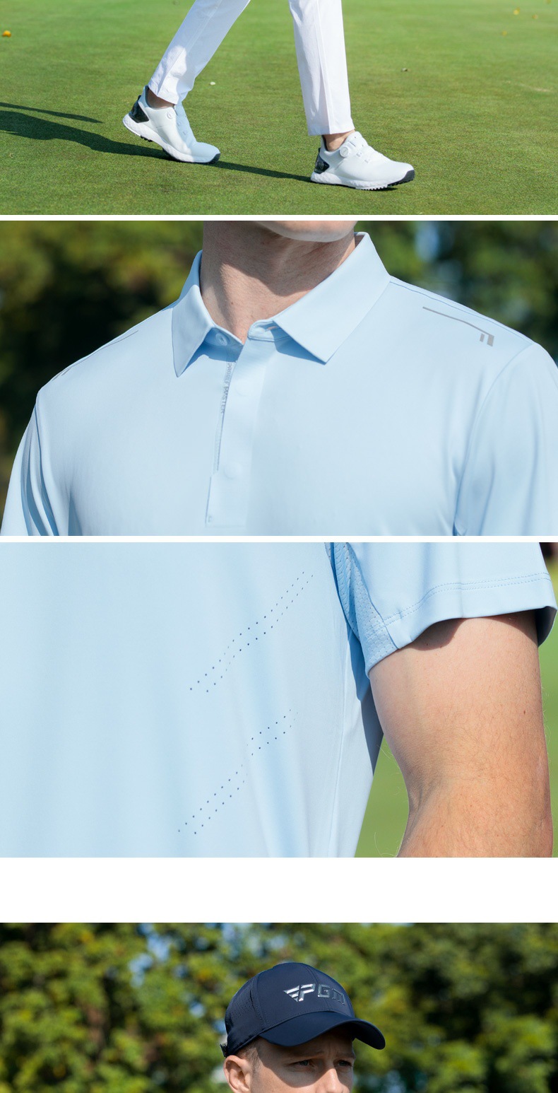 Áo polo golf nam tay ngắn chất liệu nhanh khô, cổ áo liền mạch, cảm giác mát lạnh — YF778 Ice Crystal Blue Tay ngắn [Cổ áo liền mạch/lỗ laser/cảm giác mát khi chạm vào da], YF778 tay ngắn màu đen [cổ áo liền mạch/lỗ laser/cảm giác mát khi chạm vào da], YF778 tay ngắn màu trắng [cổ áo liền mạch/lỗ laser/cảm giác mát khi chạm vào da] chi tiết 12
