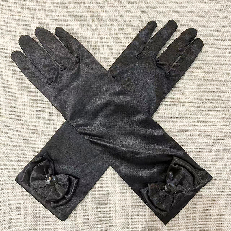 Aisha niños etapa rendimiento princesa vestido accesorios guantes de satén Venta caliente europea y americana transfronteriza apilada bowknot hielo y nieve