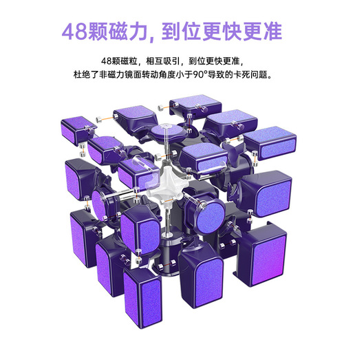 [GAN Mirror Level 3 Rubik's Cube] UV ​​Diamond Magnetic Version Starburst Purple MG Cute Engraved Competition Mirror Magnetic Rubik's Cube