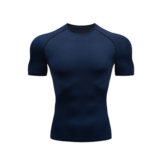 Summer Men's Solid Color T-Shirt Running Training Fitness Quick-drying Tight-fit Short Sleeve (Cross-border. Domestic Code)