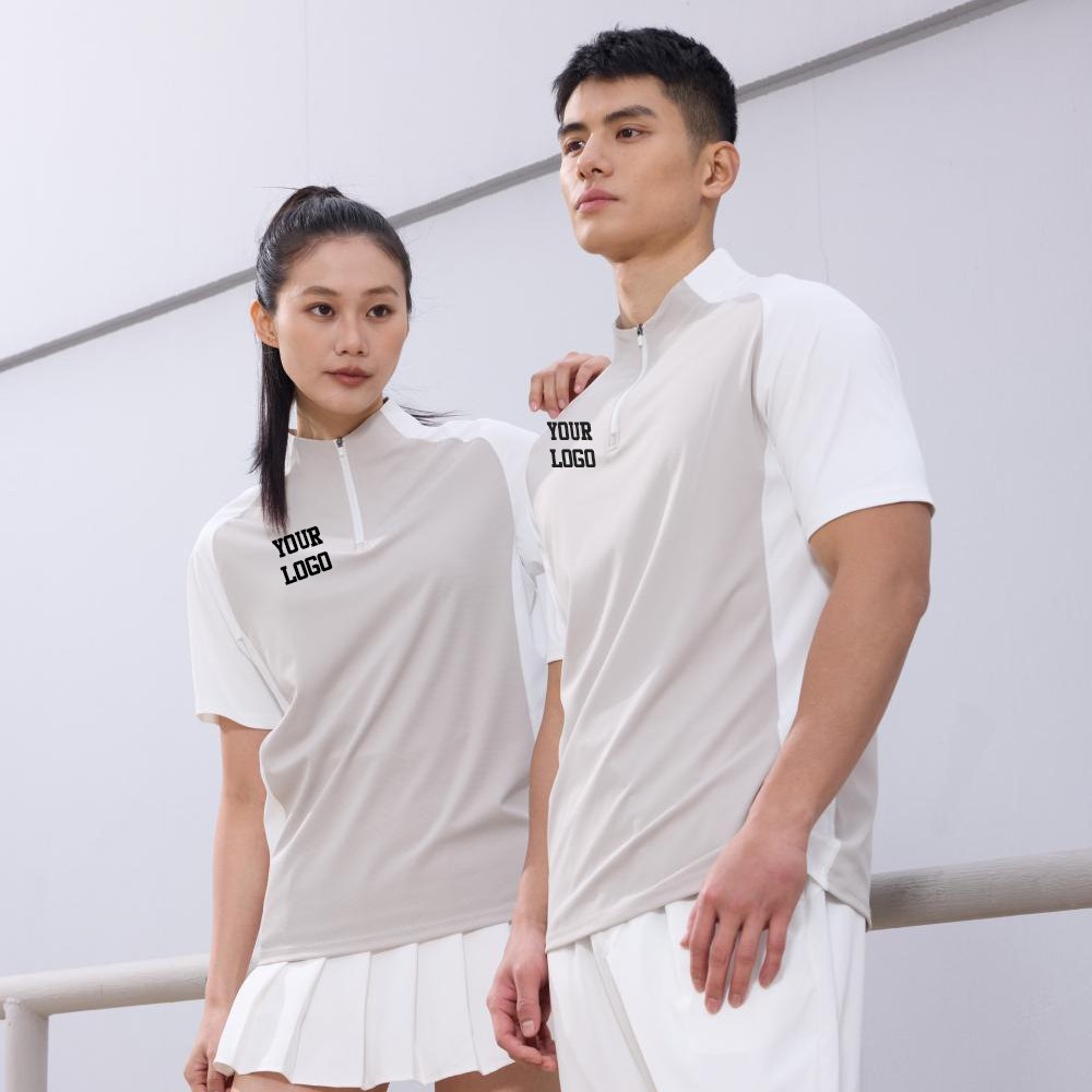 Summer Ice Silk Breathable Quick-Drying Sports T-Shirt Training Clothes Tennis Clothes Half-Zip Golf Clothes Printed Logo