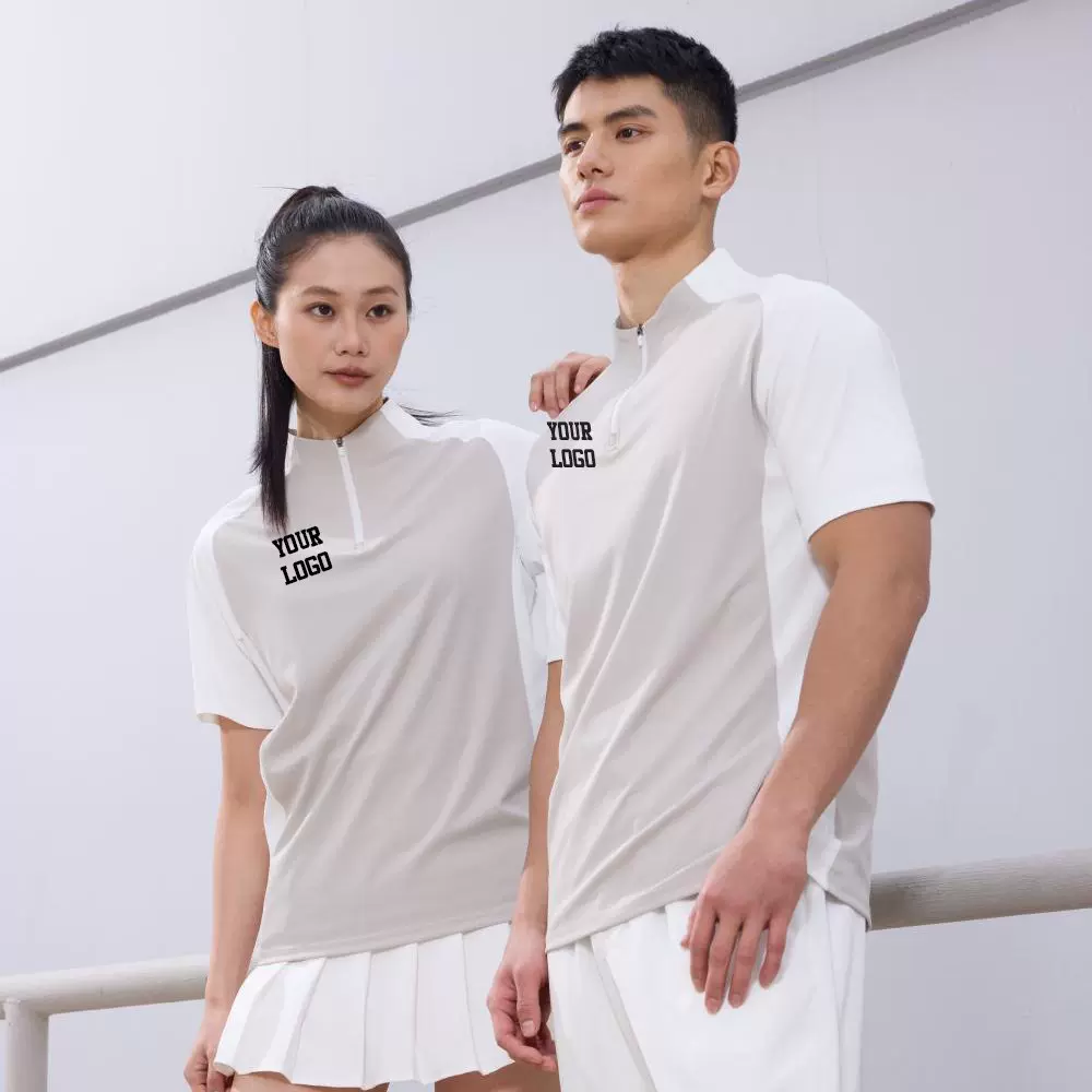夏季冰丝透气速干衣运动T恤训练服网球服半拉链高尔夫服印LOGO