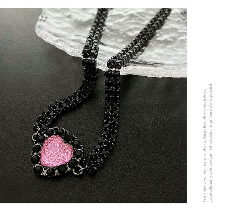 Streetwear Heart Shape Copper Plating Inlay Artificial Gemstones Necklace display picture 1