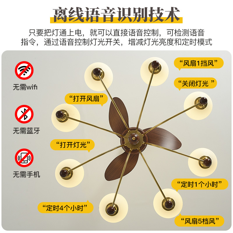 Lámpara de ventilador de techo de sala de estar de estilo antiguo, diseñador retro francés, lámpara de restaurante de frijol mágico, candelabro de ventilador de pasillo de Guangdong Zhongshan