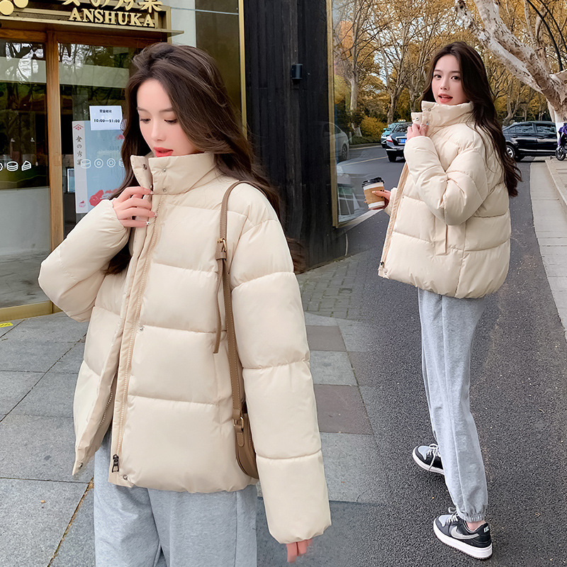 Women's Down Coat Winter Cotton Jacket Standing Collar Loose Fit_voghion.com