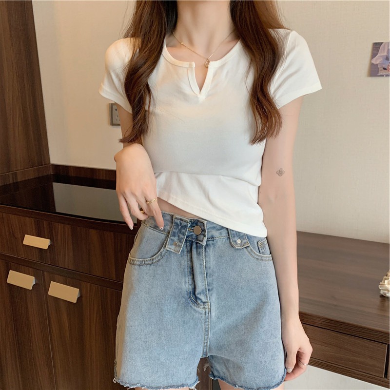 Women's T-shirt Short Sleeve T-shirts Patchwork Fashion Solid Color display picture 2