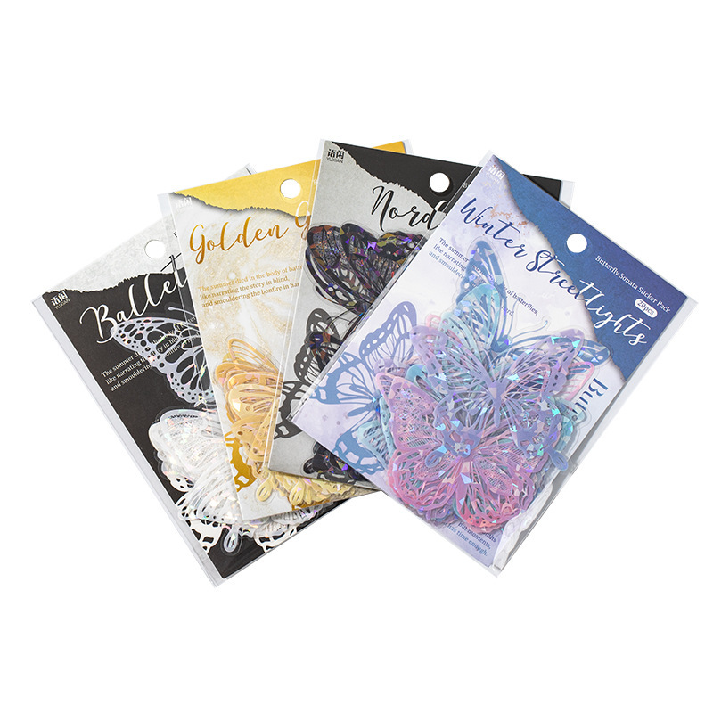 La serie de conchas de la isla de mariposa de la lengua, pegatinas de luz pet, bolsas de pegatinas retro ligeras, tarjetas de campana de mano, materiales DIY, pegatinas decorativas.