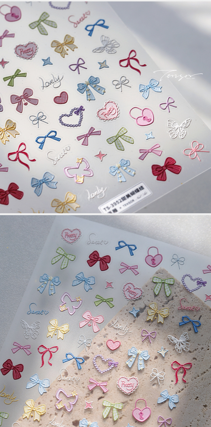 Heart Shape, Bow Knot Pattern Sweet, Simple Style Style Sweet Simple Style Heart Shape Bow Knot Nail Stickers Nail Patches