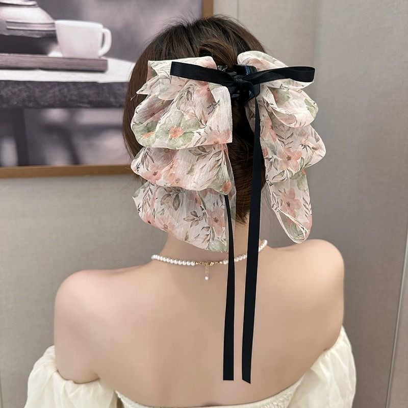 Women's Japanese Style Sweet Bow Knot Cloth Floral Hair Claws display picture 17