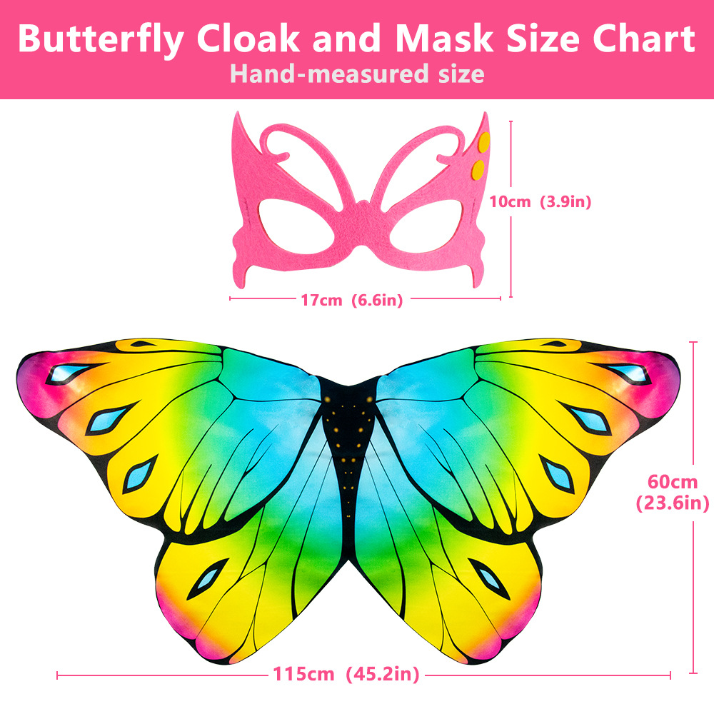 Fábrica al por mayor Amazon dibujos animados Halloween niños mariposa alas capa rendimiento Cosplay foto apoyos