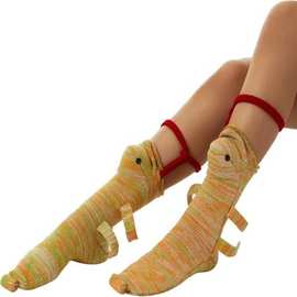 跨境爆款Knit Crocodile Socks圣诞针织鳄鱼鲨鱼变色龙鲤鱼地板袜