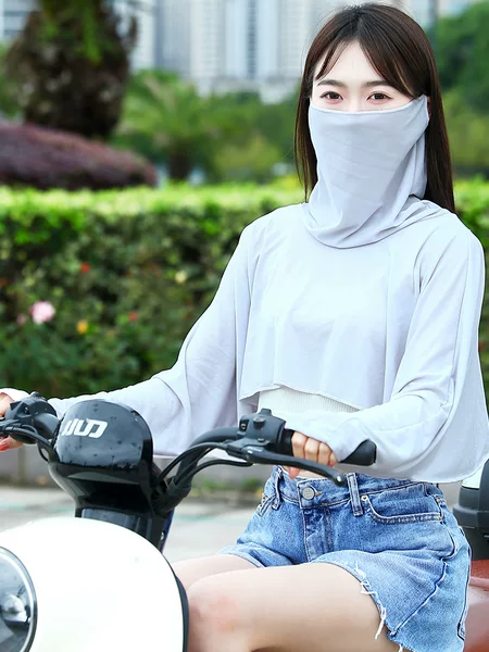 Sunscreen Shawl Ice Silk Sunscreen Clothes Cycling Women's Spring and Summer Face Protection Neck Protection Neck Sunshade Driving Mask One